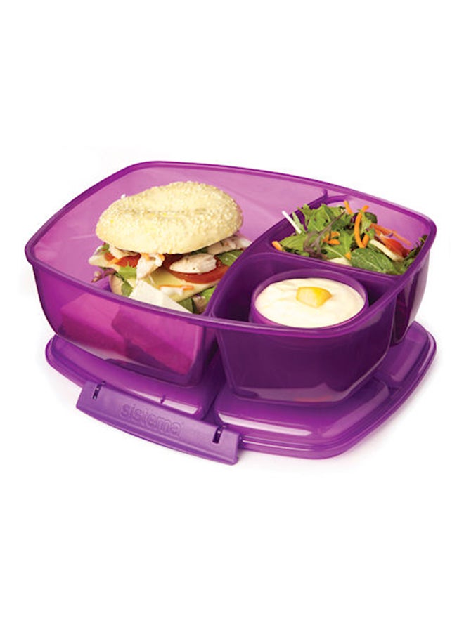 Triple Split Lunch Box With Yoghurt Pot Purple