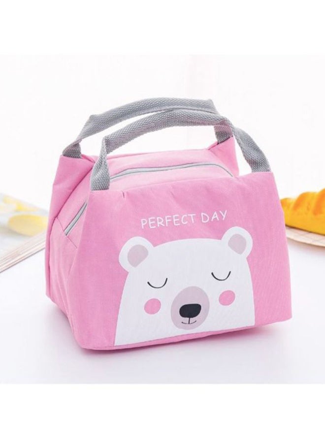 Printed Insulated Thermal Lunch Bag Pink/White/Grey 21x17x15cm