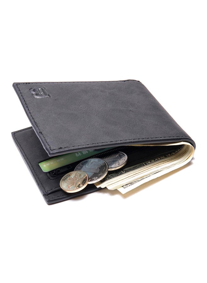 Vintage Casual Short Bi-Fold Wallet Black