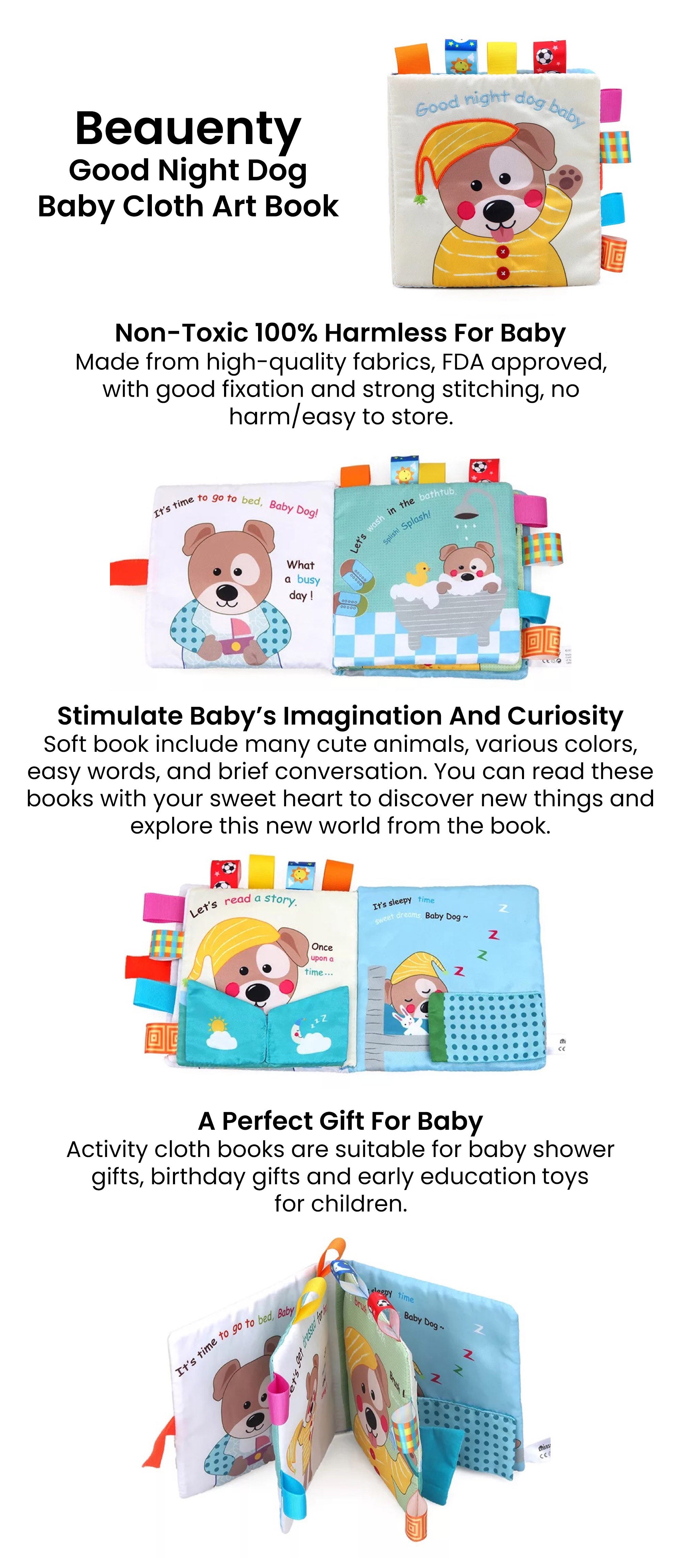 Good Night Dog Baby Cloth Art Book