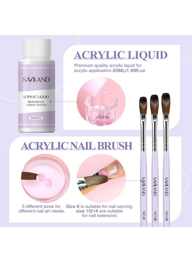 Acrylic Nail Kit: Allinone Beginner Nail Kit 15G Clear/White/Pink Acrylic Powder And Liquid Set With Acrylic Nail Brush Nail Forms Glass Dappen Dish Easy To Use Nails Kit Acrylic Set