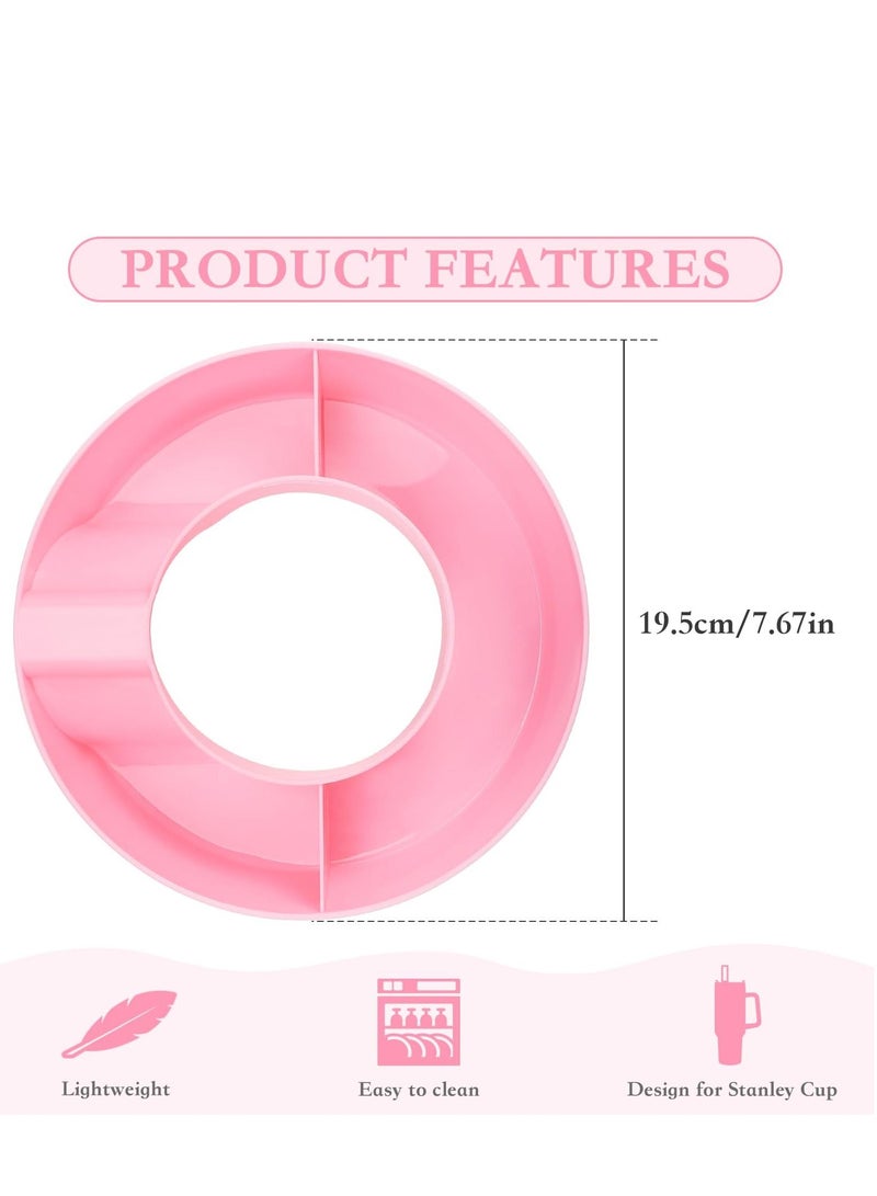 40oz Snack Bowl for Stanley Cup, Reusable Snack Ring Compatible, Tumbler with Handle, Cute Water Bottle Accessories with Long Silione, Pink