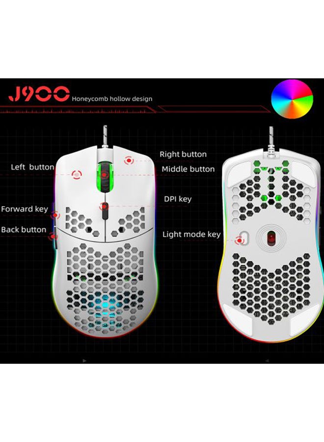 Wired Gaming Mouse With Six Adjustable DPI White
