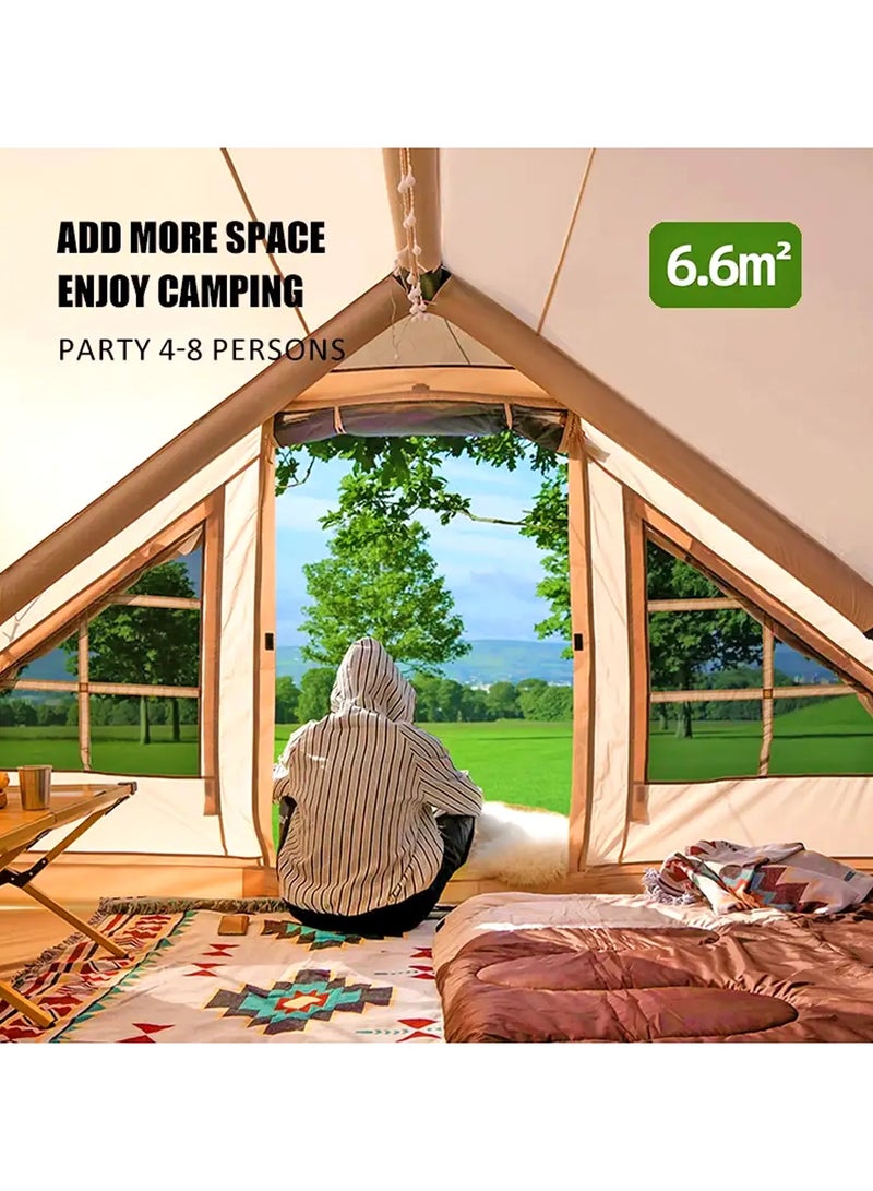 Tobys New Inflatable Camping Tent with Pump 4-8 Person Glamping Tents Easy Setup 4 Season Waterproof Windproof Outdoor Oxford Tent Luxury Cabin Tent with Mesh Windows & Doors