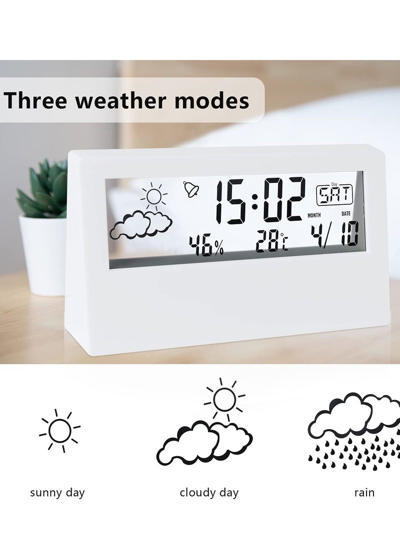 Digital Alarm Clock, KASTWAVE Digital Alarm Clock with Time/Date/Temperature Display  Sleep Timer Display LED Alarm Clock for Bedroom（White）