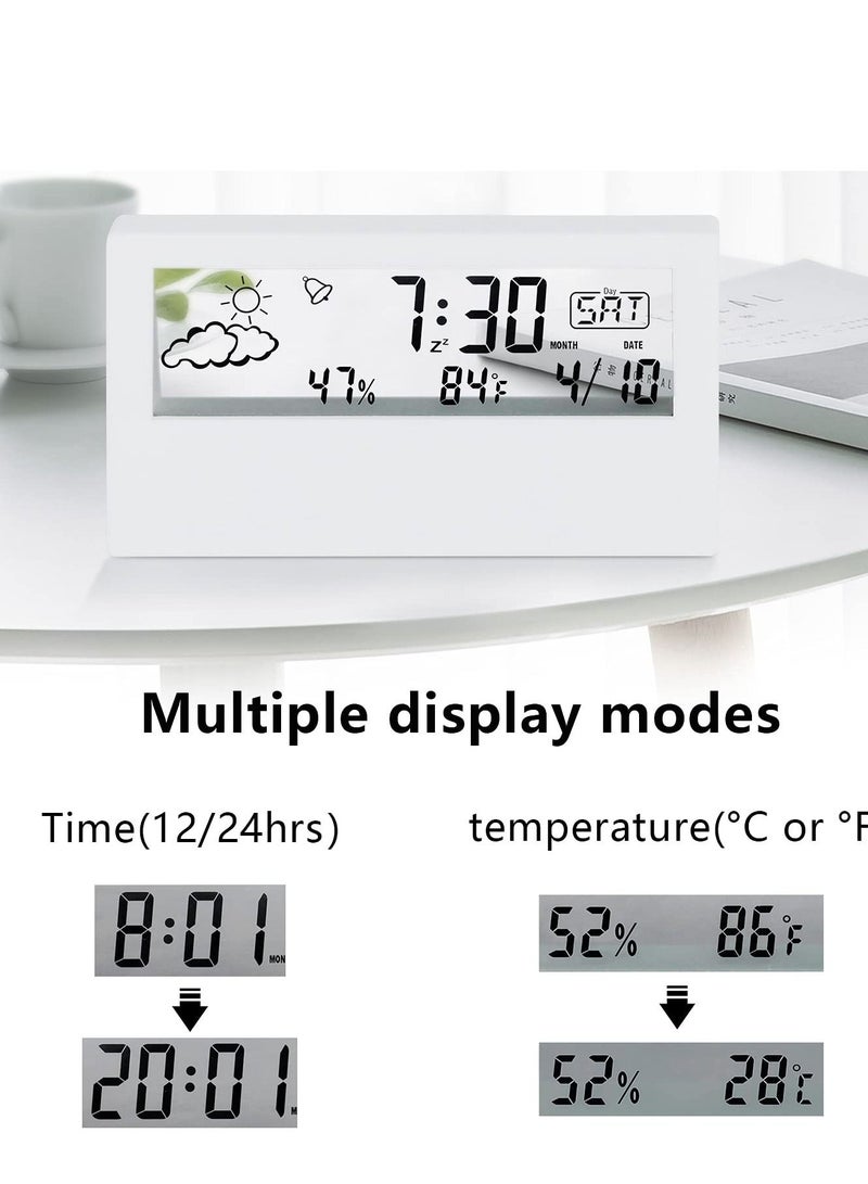 Digital Alarm Clock, KASTWAVE Digital Alarm Clock with Time/Date/Temperature Display  Sleep Timer Display LED Alarm Clock for Bedroom（White）
