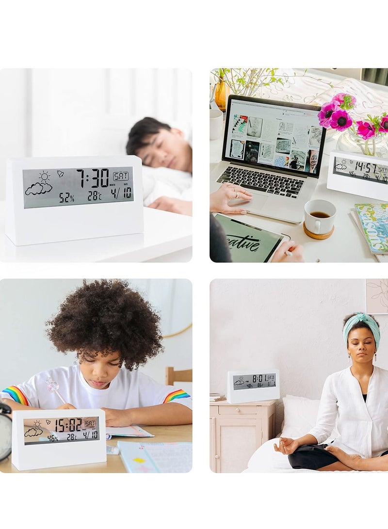 Digital Alarm Clock, KASTWAVE Digital Alarm Clock with Time/Date/Temperature Display  Sleep Timer Display LED Alarm Clock for Bedroom（White）