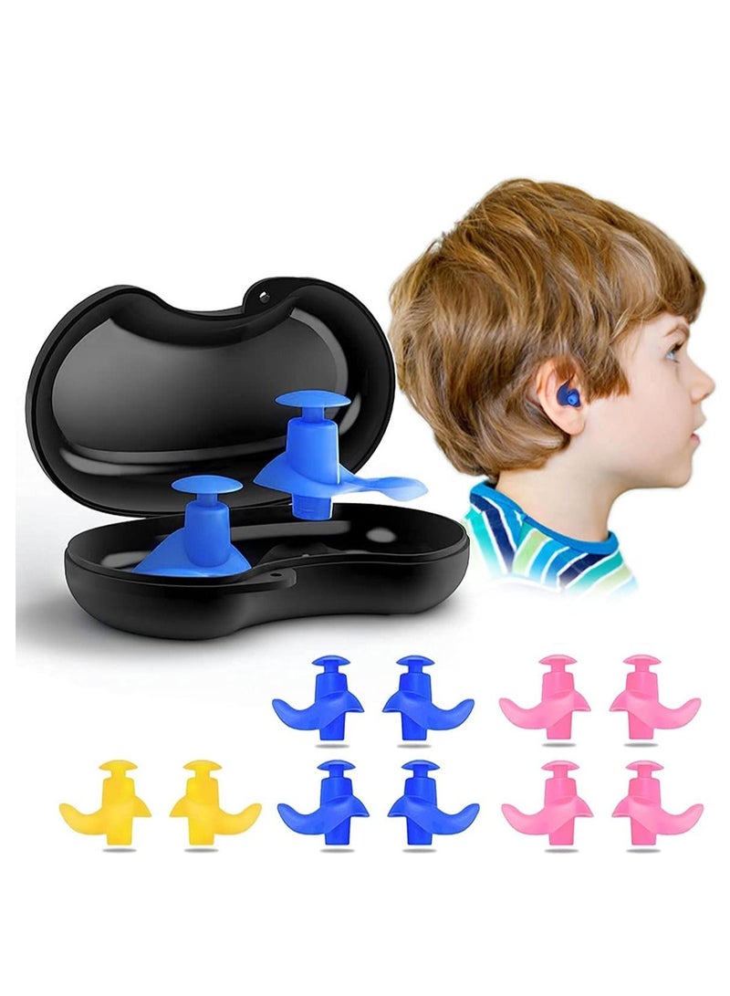 Swimming Earplugs, 5 Pairs Pack Waterproof Reusable Silicone Swimming Ear Plugs for Swimming Showering Bathing Surfing Snorkeling and Other Water Sports, Suitable for Kids and Adults