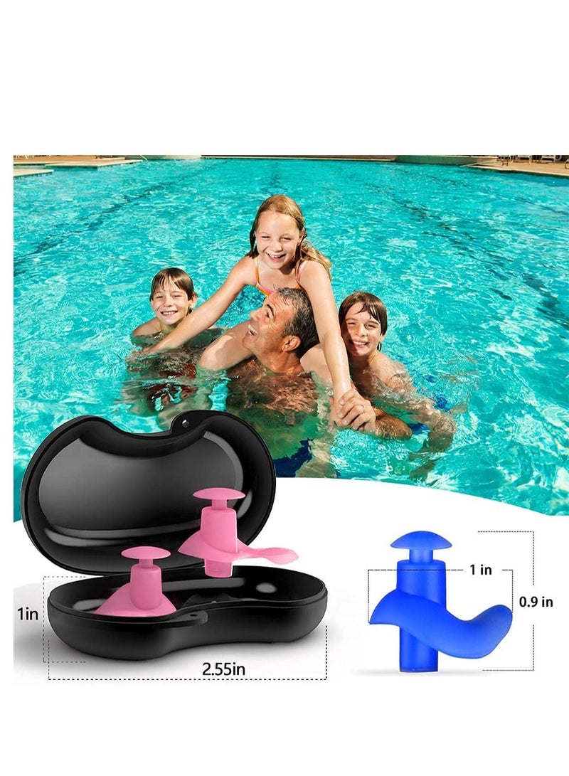 Swimming Earplugs, 5 Pairs Pack Waterproof Reusable Silicone Swimming Ear Plugs for Swimming Showering Bathing Surfing Snorkeling and Other Water Sports, Suitable for Kids and Adults