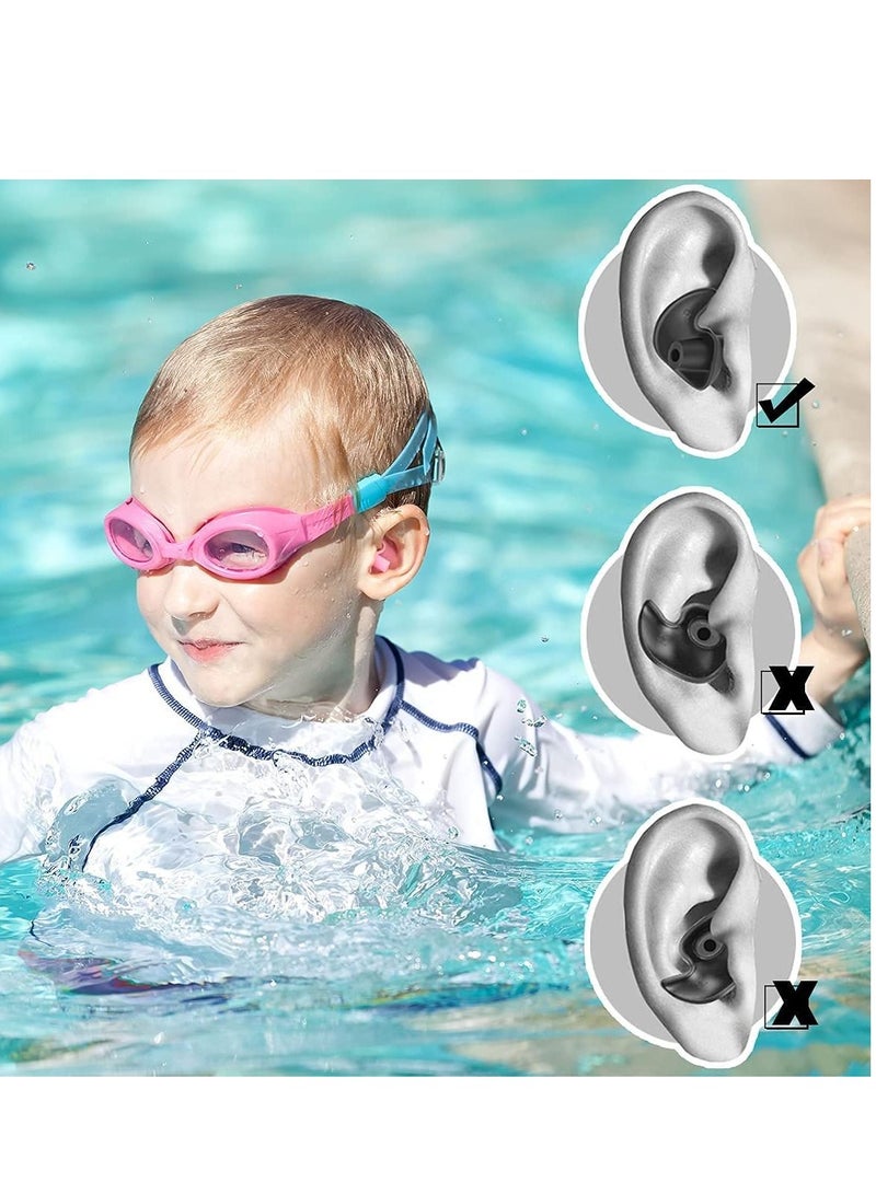 Swimming Earplugs, 5 Pairs Pack Waterproof Reusable Silicone Swimming Ear Plugs for Swimming Showering Bathing Surfing Snorkeling and Other Water Sports, Suitable for Kids and Adults