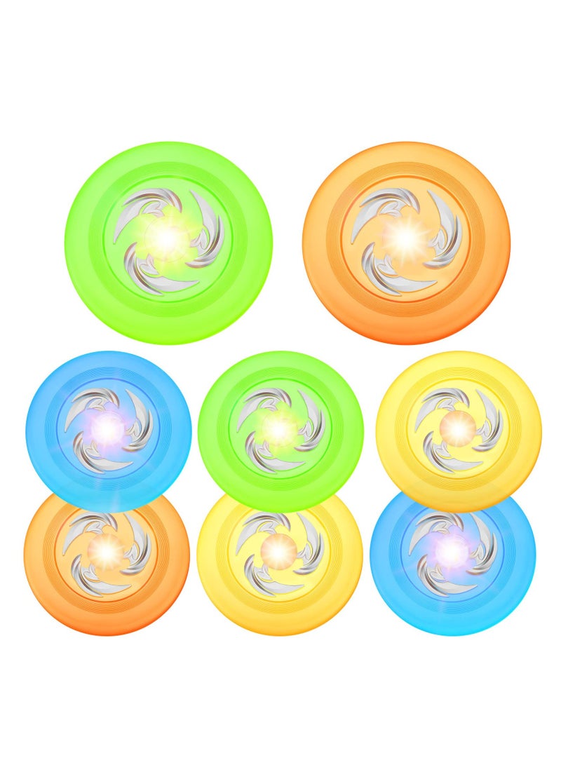 Flying Catch Disc, Bright Lighted LED Disc Golf, Easy to Throw Glow in The Dark Games for Adults Teenagers Backyard, Tailgating, Birthday, Lawn, Outdoor, Beach & Camping Games Gift (8 Pcs)