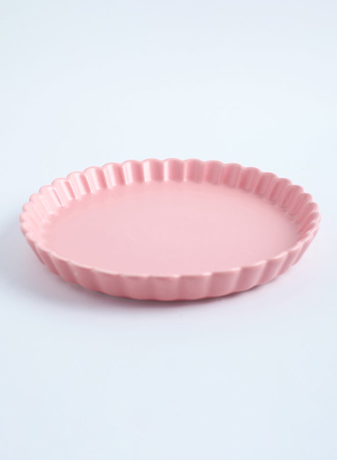 Chrysanthemum Round Shape Pizza Plate Pink 8inch