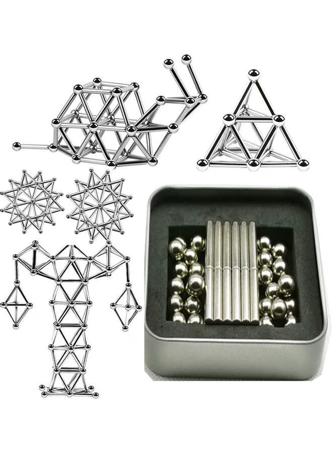 Magnetic Building Block Set With 36 Sticks And 27