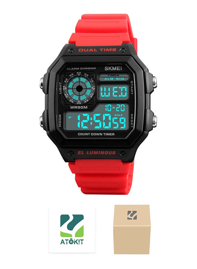 boys Outdoor Sports Waterproof PU Leather Digital Watch 1299