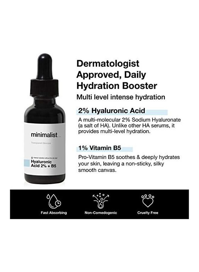 Hyaluronic Acid Serum for Intense Hydration, Glowing Skin Black 30ml