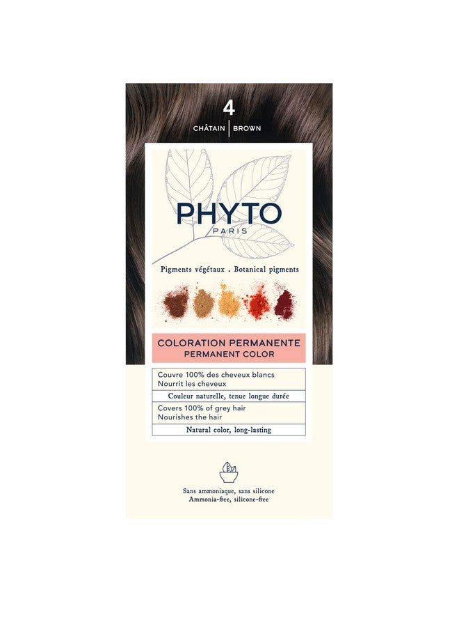 Phyto Phytocolor Permanent Hair Color 4 Brown With Botanical Pigments 100% Grey Hair Coverage Ammoniafree Ppdfree Resorcinfree 0.42 Oz.