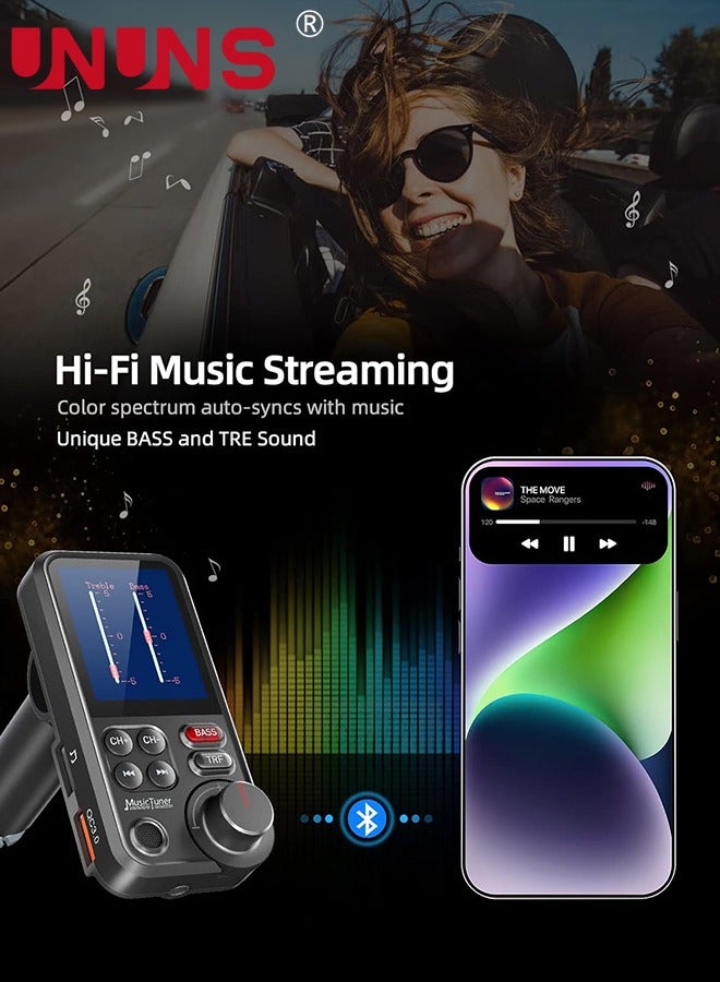FM Bluetooth Transmitter for Car, Bluetooth 5.0 Car Adapter with 1.8