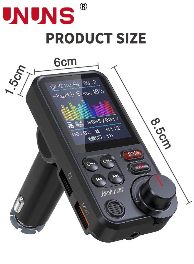 FM Bluetooth Transmitter for Car, Bluetooth 5.0 Car Adapter with 1.8