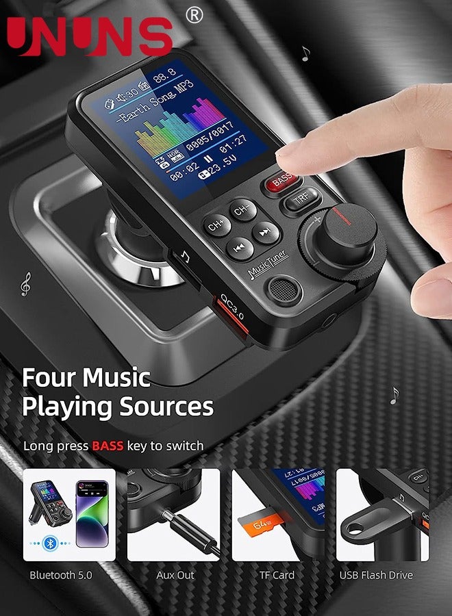 FM Bluetooth Transmitter for Car, Bluetooth 5.0 Car Adapter with 1.8