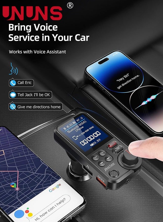 FM Bluetooth Transmitter for Car, Bluetooth 5.0 Car Adapter with 1.8