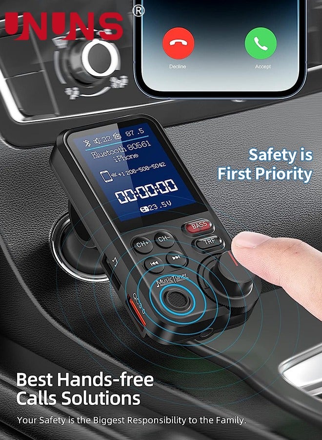 FM Bluetooth Transmitter for Car, Bluetooth 5.0 Car Adapter with 1.8