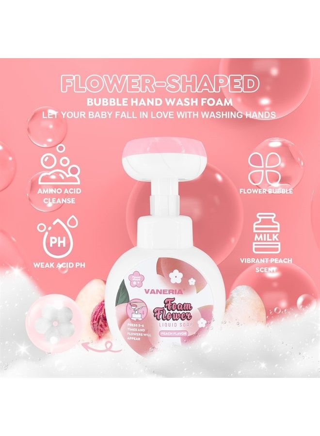 Flower Foaming Hand Soap for Kids Nourishing Hand Wash, Flower Bubble Hand Cleaning for Babies, Kids and Adults with Sensitive Skin 350ml/11.8 Fl Oz