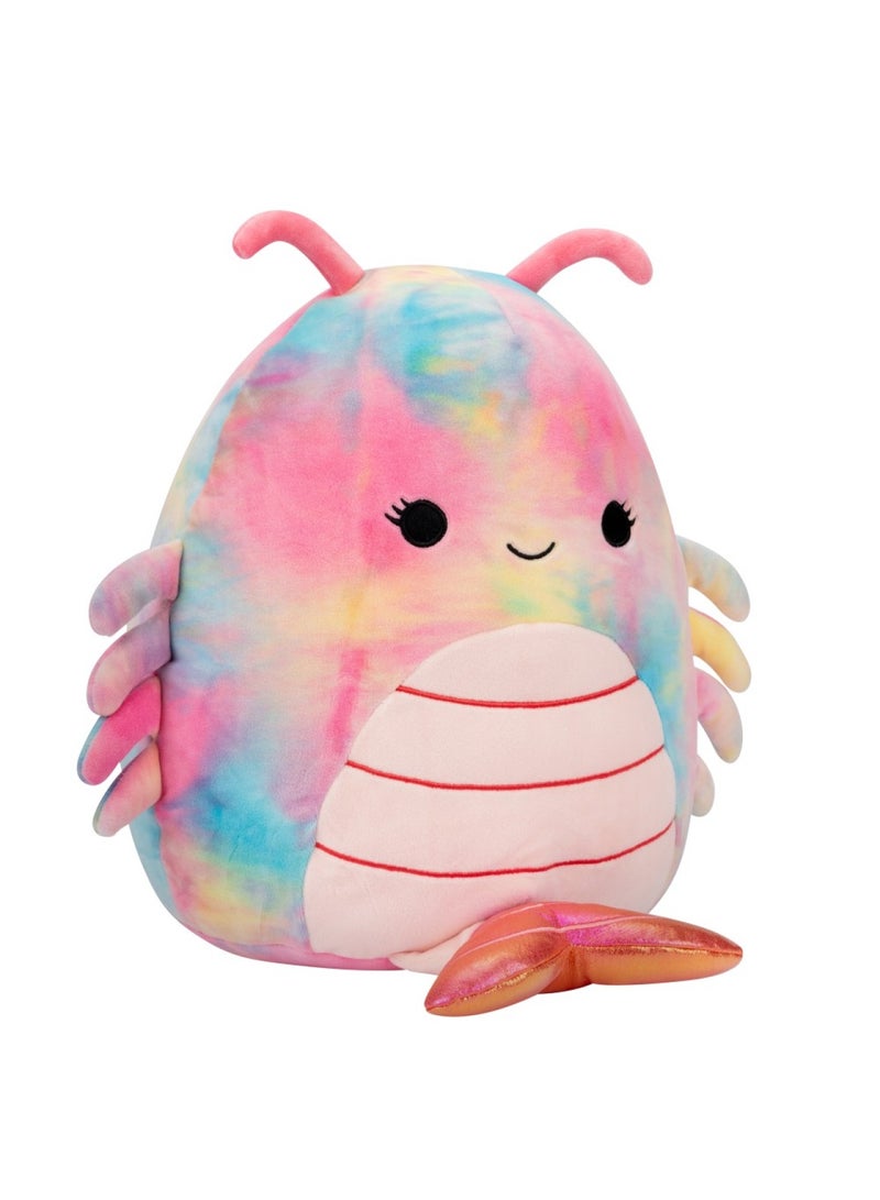 12 inch Candis Rainbow Tie-Dye Shrimp , Officially Licensed Kellytoy Plush Toy, Colorful Soft Toy, Gift for Kids, Girls & Boys Washable Squishy Stuff Toy Multicolor All Age