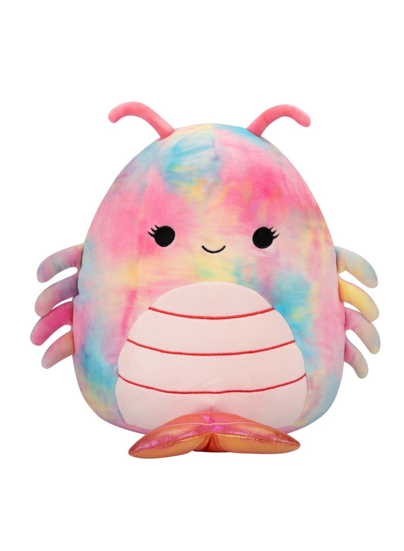 12 inch Candis Rainbow Tie-Dye Shrimp , Officially Licensed Kellytoy Plush Toy, Colorful Soft Toy, Gift for Kids, Girls & Boys Washable Squishy Stuff Toy Multicolor All Age