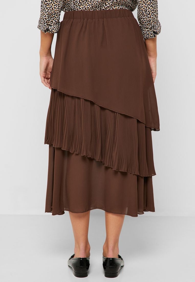 Layered Midi Skirt Brown