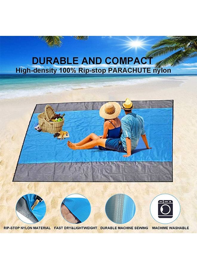 Beach Blanket Waterproof Sandproof 2.1M*2M- Large Beach Blanket Sandproof Fits for 4-6 Adults, Waterproof Beach Mat with Zipper Pocket, Outdoor Beach Mat for Travel, Camping, Hiking