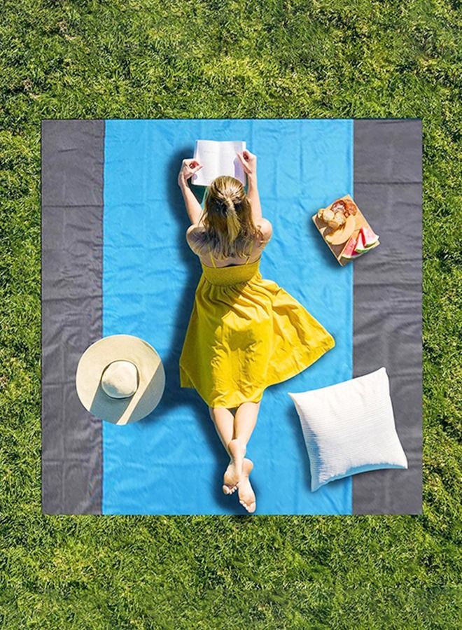 Beach Blanket Waterproof Sandproof 2.1M*2M- Large Beach Blanket Sandproof Fits for 4-6 Adults, Waterproof Beach Mat with Zipper Pocket, Outdoor Beach Mat for Travel, Camping, Hiking