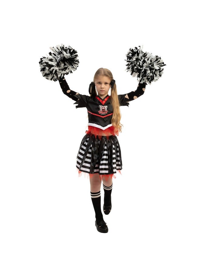 Kids Cheerleader Costume Cheerless Costume For Girls Scary Spiritless Cheerleader Costume For Halloween Dress Up (Medium)