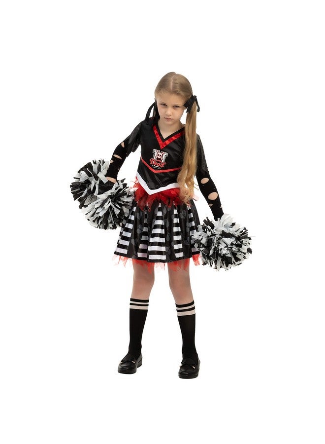 Kids Cheerleader Costume Cheerless Costume For Girls Scary Spiritless Cheerleader Costume For Halloween Dress Up (Medium)