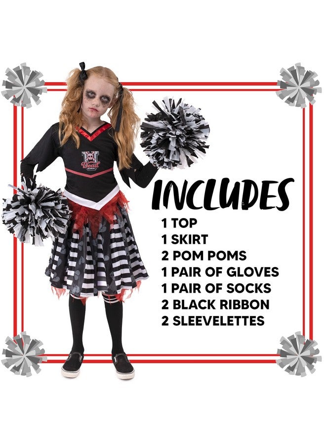 Kids Cheerleader Costume Cheerless Costume For Girls Scary Spiritless Cheerleader Costume For Halloween Dress Up (Medium)