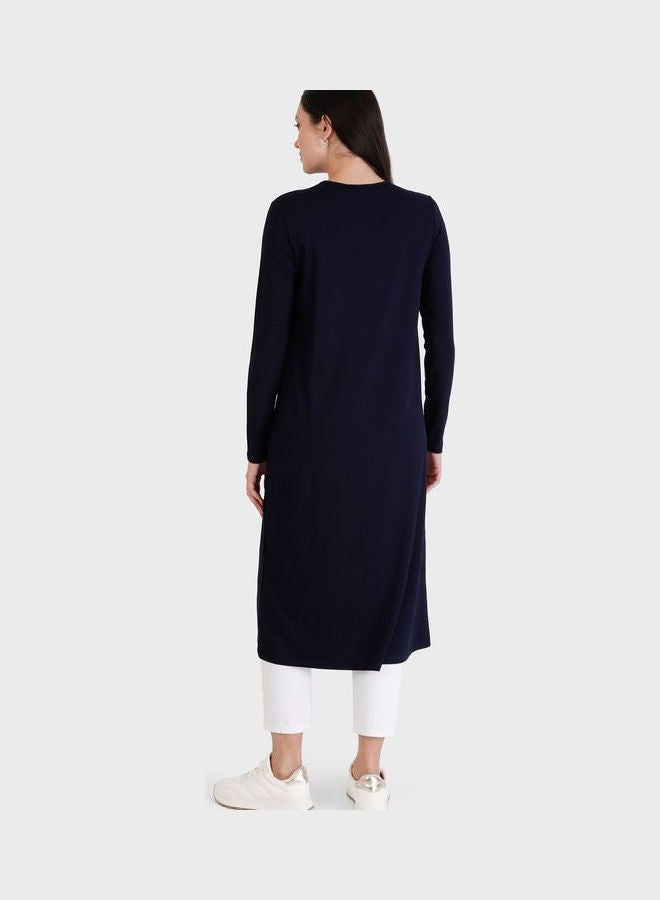 Crew Neck Longline Tunic Navy