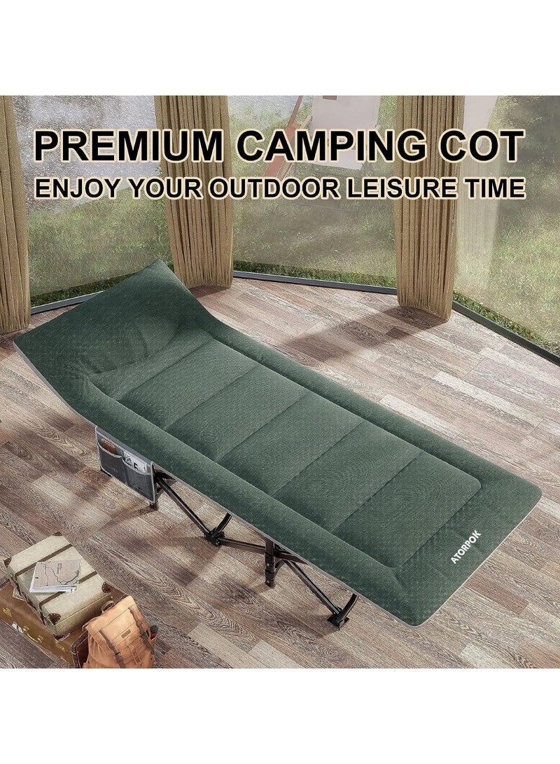 Ultimate Comfort Camping Cot for Adults with Included Pad and Pillow