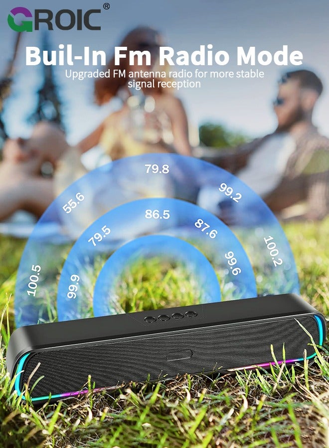 Computer Speaker Sound Bar, Wired & Wireless Bluetooth 5.0 Surround Bass Audio, Black Smart Home Speakers with AUX TFcard Connection, Best Theater Loud Speaker for PC TV Desktop ＆ Room