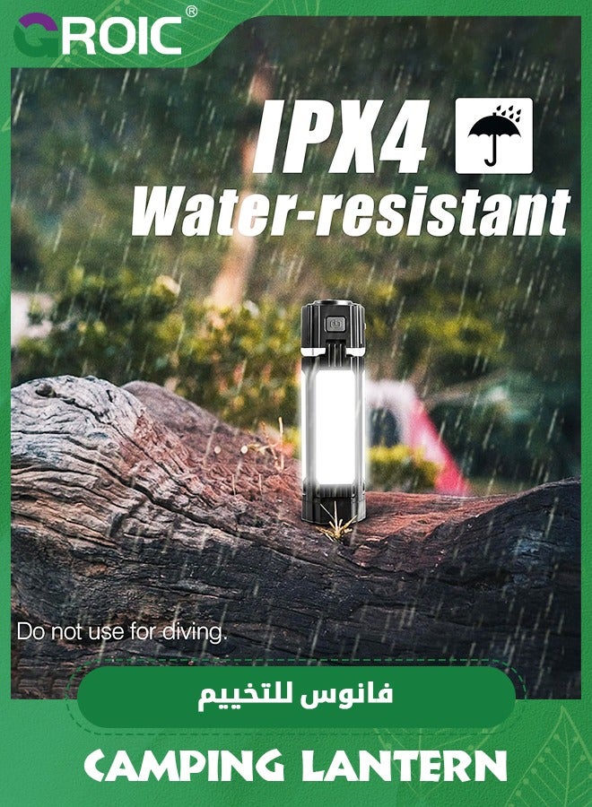 LED Camping Lantern, Battery Powered Rechargeable Camping Lights Outdoor - 300 LM 5 Brightness Modes Water-Resistant Tent Lights Lamp for Emergency Power Outage Hurricane Home