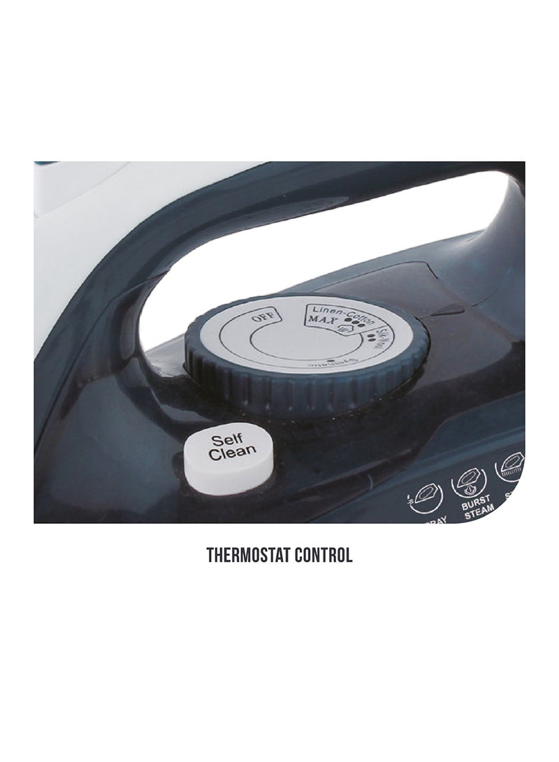 Powerful Ceramic Steam Iron 350ml with Non-Stick Coating Ceramic Sole Plate, Self Cleaning Function, Anti Drip Technology and Adjustable Thermostat Control 350 ml 3500 W SF64CSI BS Black