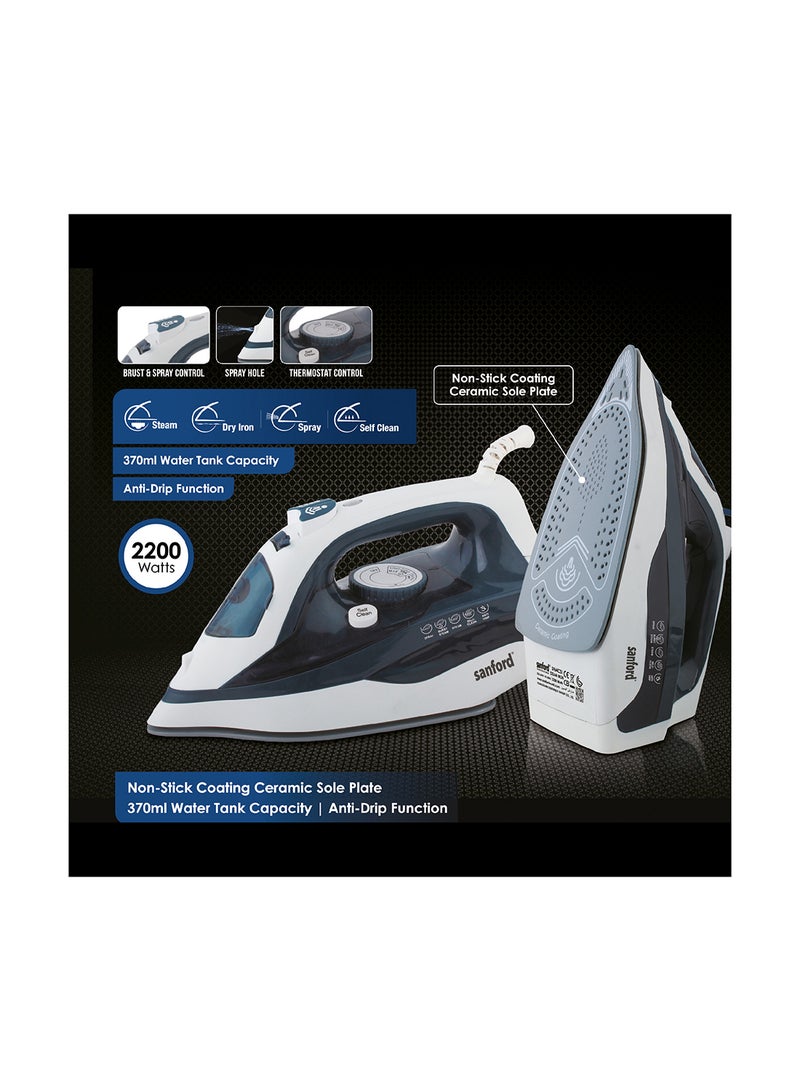 Powerful Ceramic Steam Iron 350ml with Non-Stick Coating Ceramic Sole Plate, Self Cleaning Function, Anti Drip Technology and Adjustable Thermostat Control 350 ml 3500 W SF64CSI BS Black