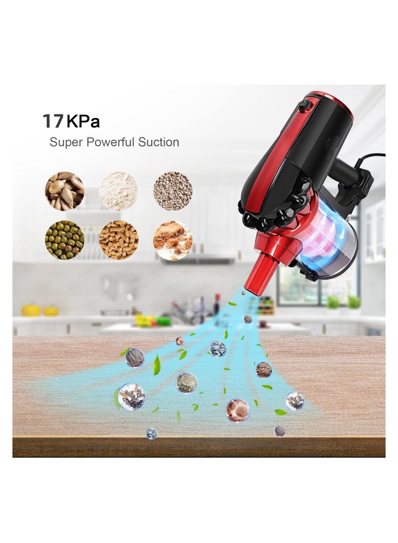 Vacuum Cleaner Corded with 17KPa Handheld Vacuum Powerful Suction, Adjustable Lightweight 3 in 1 Stick Vacuum with HEPA Filter for Hard Floor SCV06