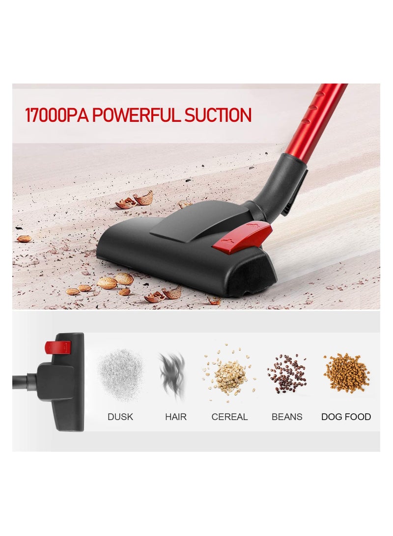 Vacuum Cleaner Corded with 17KPa Handheld Vacuum Powerful Suction, Adjustable Lightweight 3 in 1 Stick Vacuum with HEPA Filter for Hard Floor SCV06