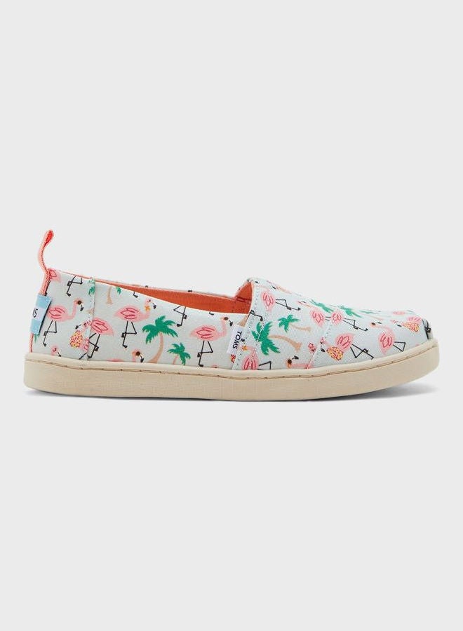 Kids Flamingos Print Slip Ons Multicolour