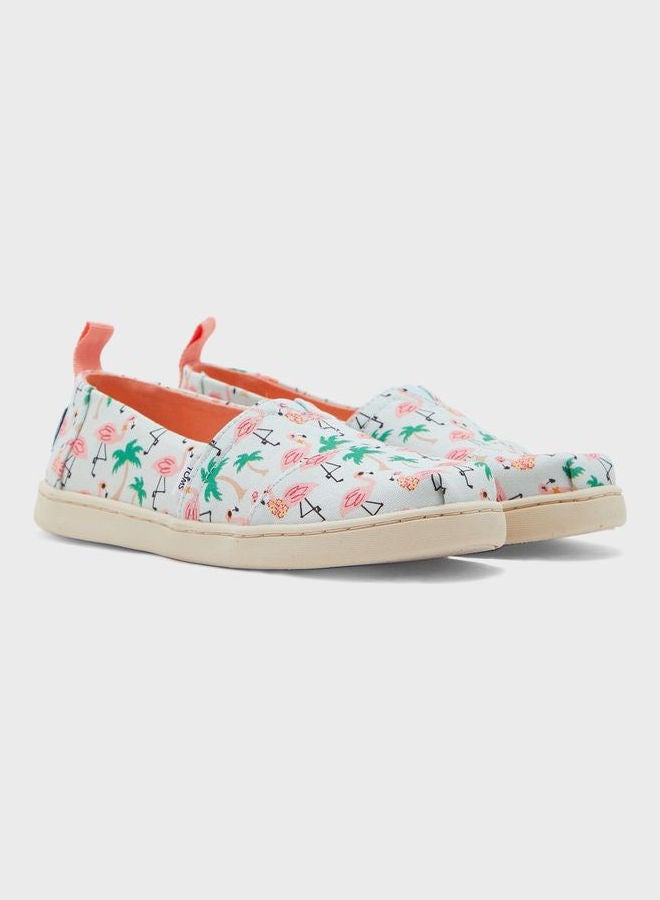 Kids Flamingos Print Slip Ons Multicolour