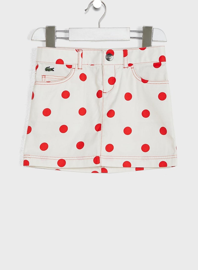 Kids Polka Dot Print Straight Midi Skirts