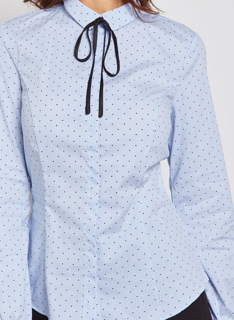 Printed Tie Neck Shirt