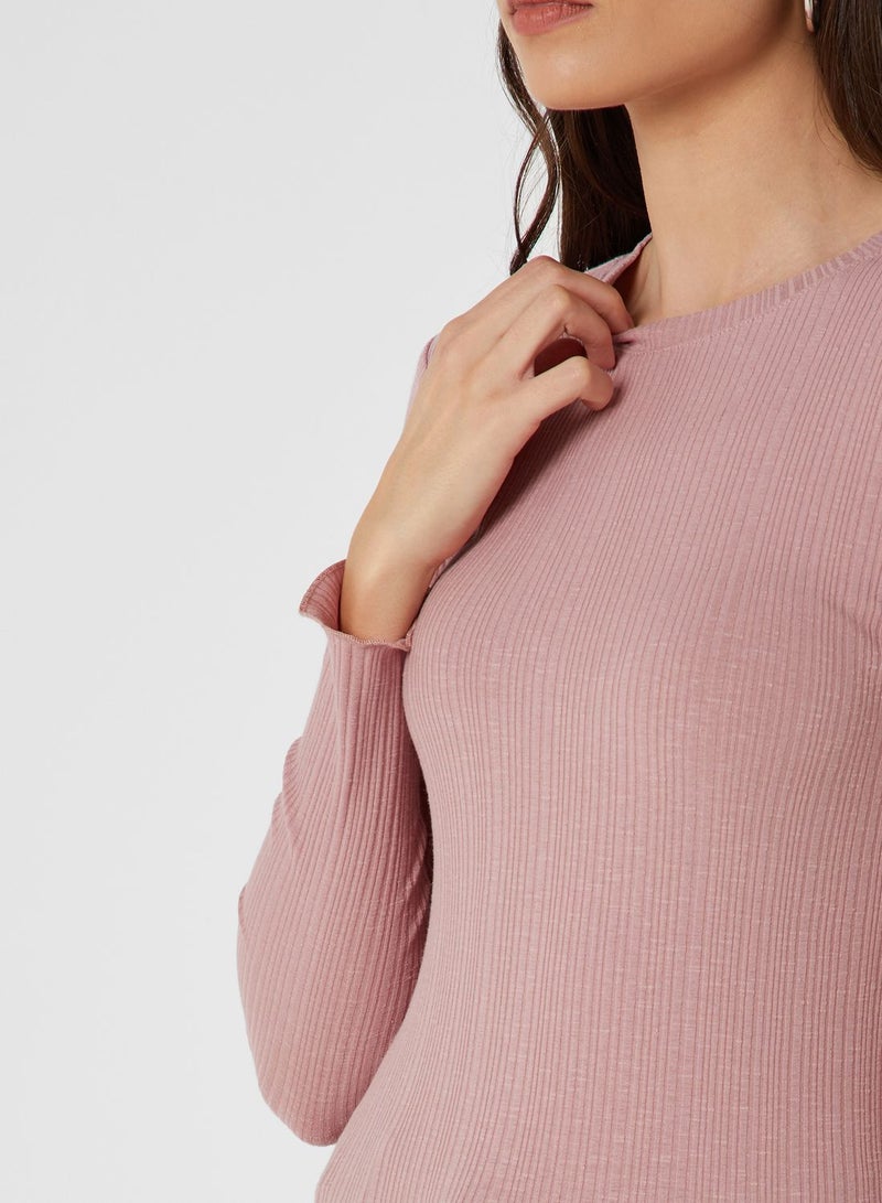 Lettuce Hem Ribbed Top