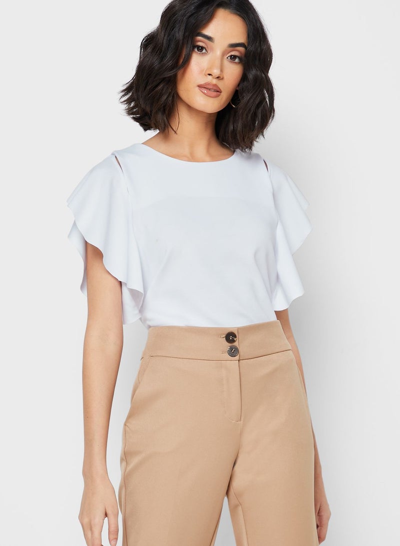 Flutter Sleeves Top White