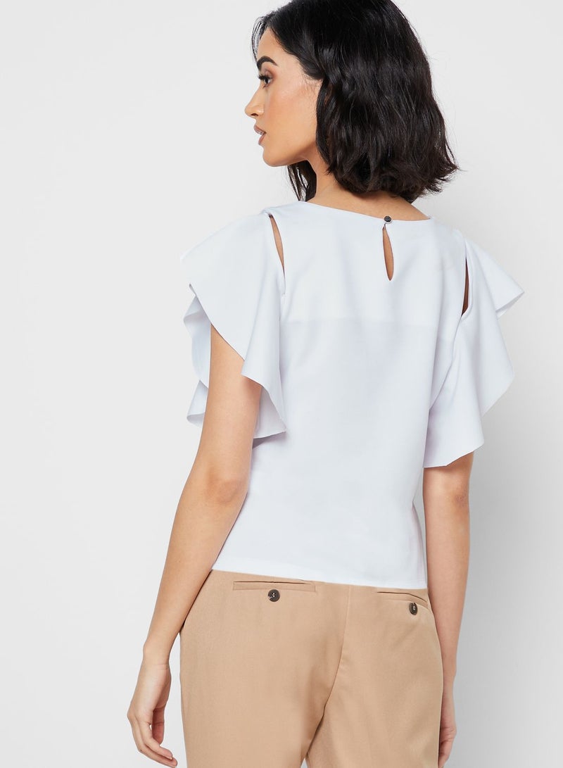 Flutter Sleeves Top White