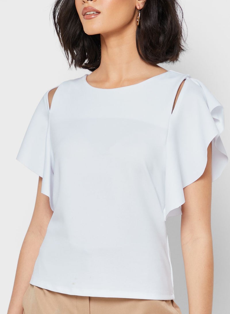 Flutter Sleeves Top White